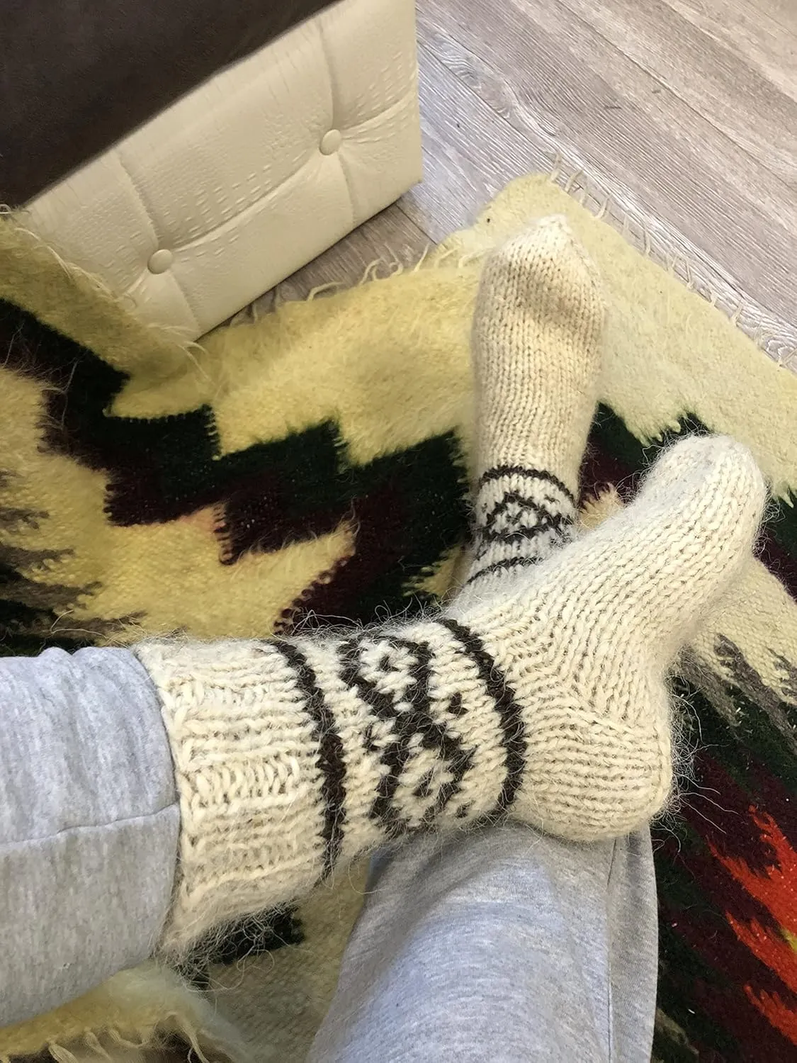 Hand Knitted Woolen Socks, Made In Ukraine Men's/Women's handmade made of natural wool, Large Sizes, Extra Thick, Bed wool socks, Winter socks, Warm socks, Cozy socks for hiking (Men's 11-11.5)