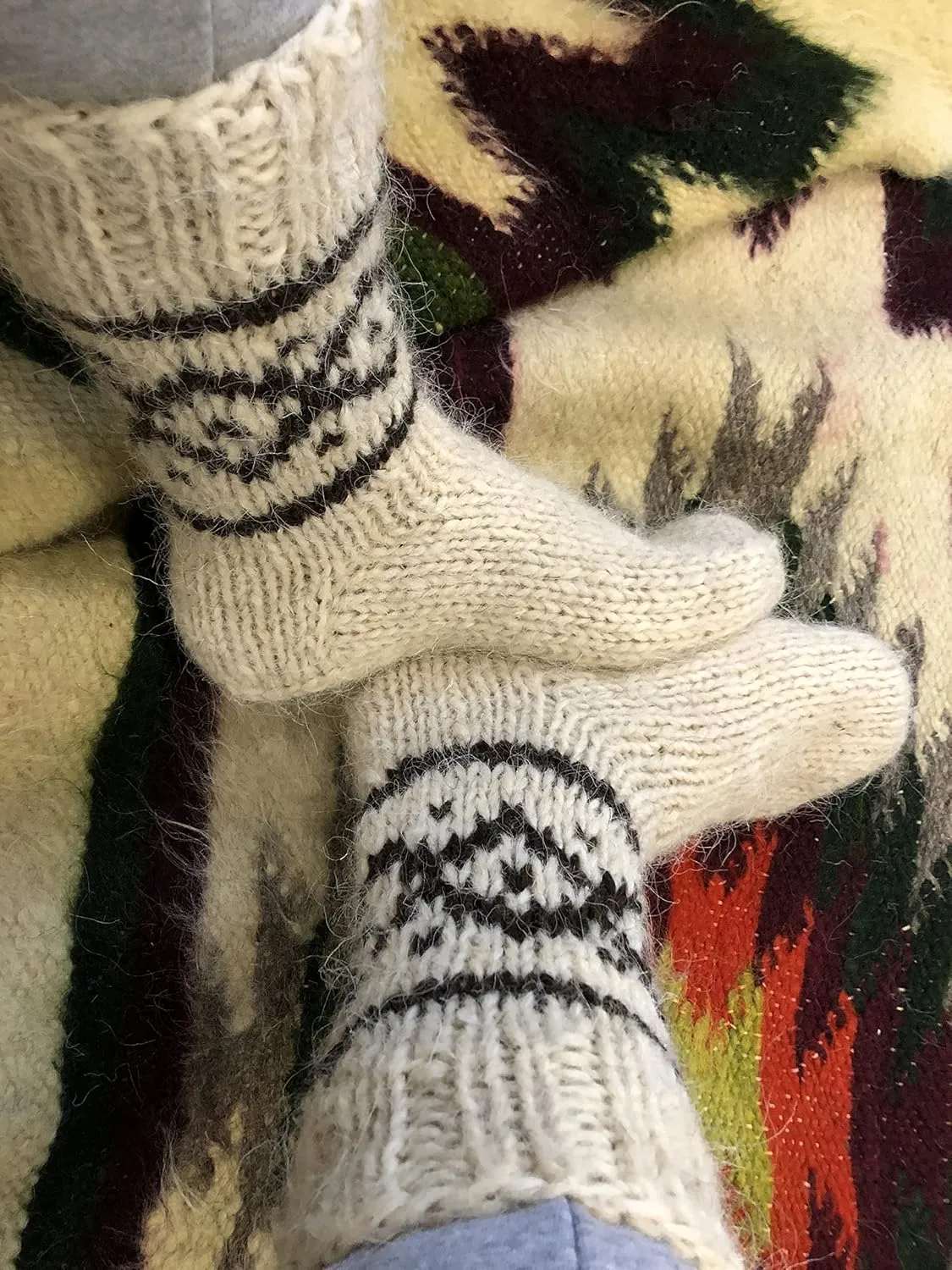 Hand Knitted Woolen Socks, Made In Ukraine Men's/Women's handmade made of natural wool, Large Sizes, Extra Thick, Bed wool socks, Winter socks, Warm socks, Cozy socks for hiking (Men's 11-11.5)