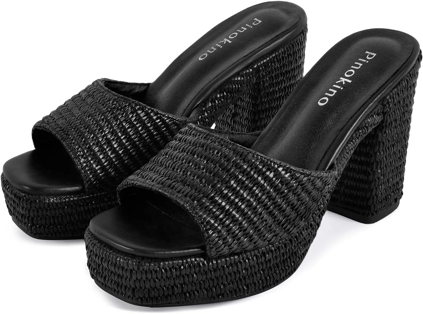 Heeled Platform Sandals for Women 2025 Chunky Espadrille Wedge Summer Beach Sandals Straw Slip On Shoes
