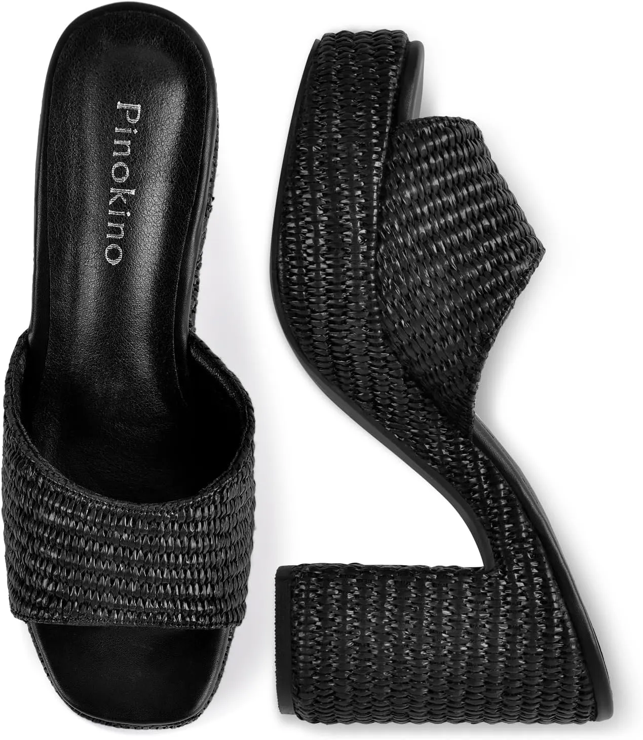 Heeled Platform Sandals for Women 2025 Chunky Espadrille Wedge Summer Beach Sandals Straw Slip On Shoes