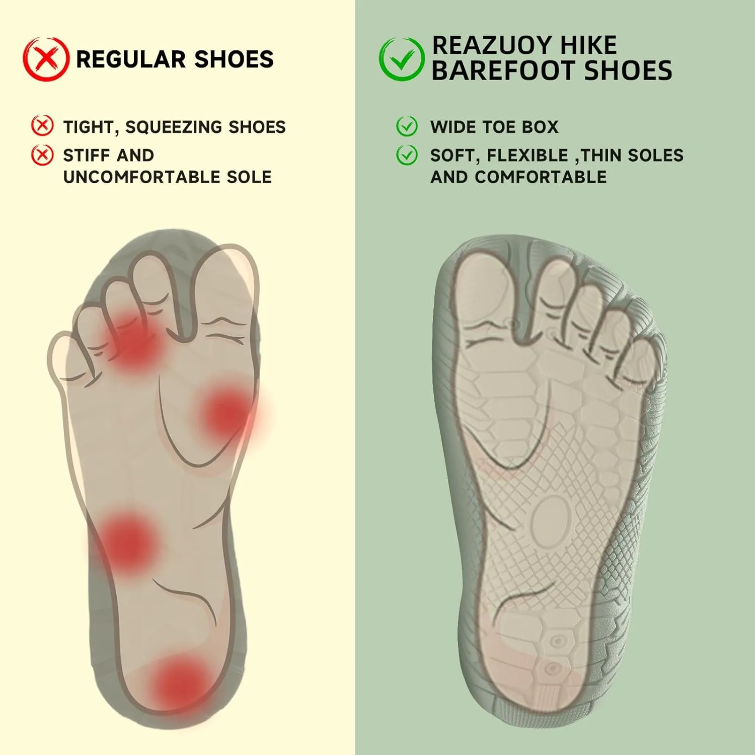Hike Barefoot Shoes Womens Footwear,2025 New Barefoot Shoes for Women Mens,Healthy & Non-Slip Barefoot Vitality Shoe Women's Athletic Footwear,Wide Toe Box Water Shoe Swimming Hiking Walking