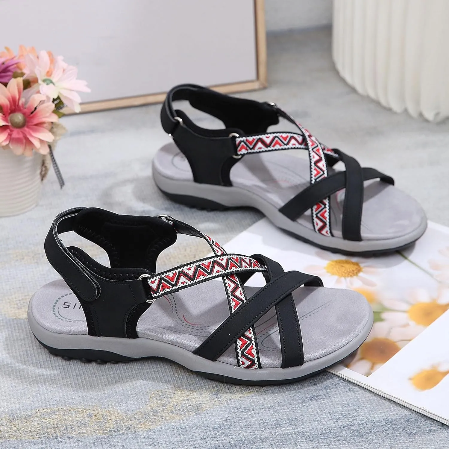 Hiking Sandals Women Comfort Summer Stylish Athletic Non-Slip Outdoor Walking Sandal for Outdoor Beach With Arch Support