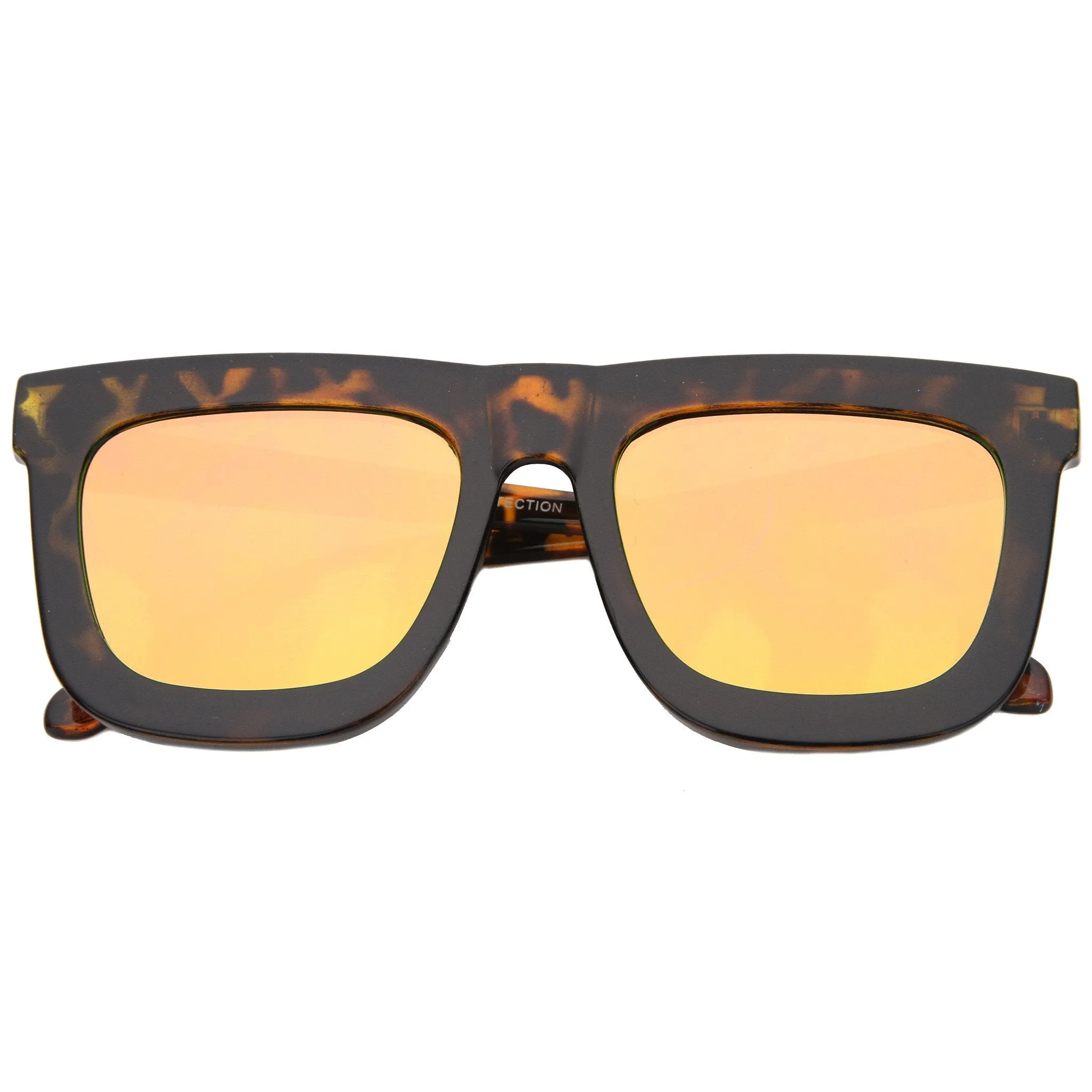 Hipster Flat Front Square Horned Rim Mirror Lens Sunglasses A143