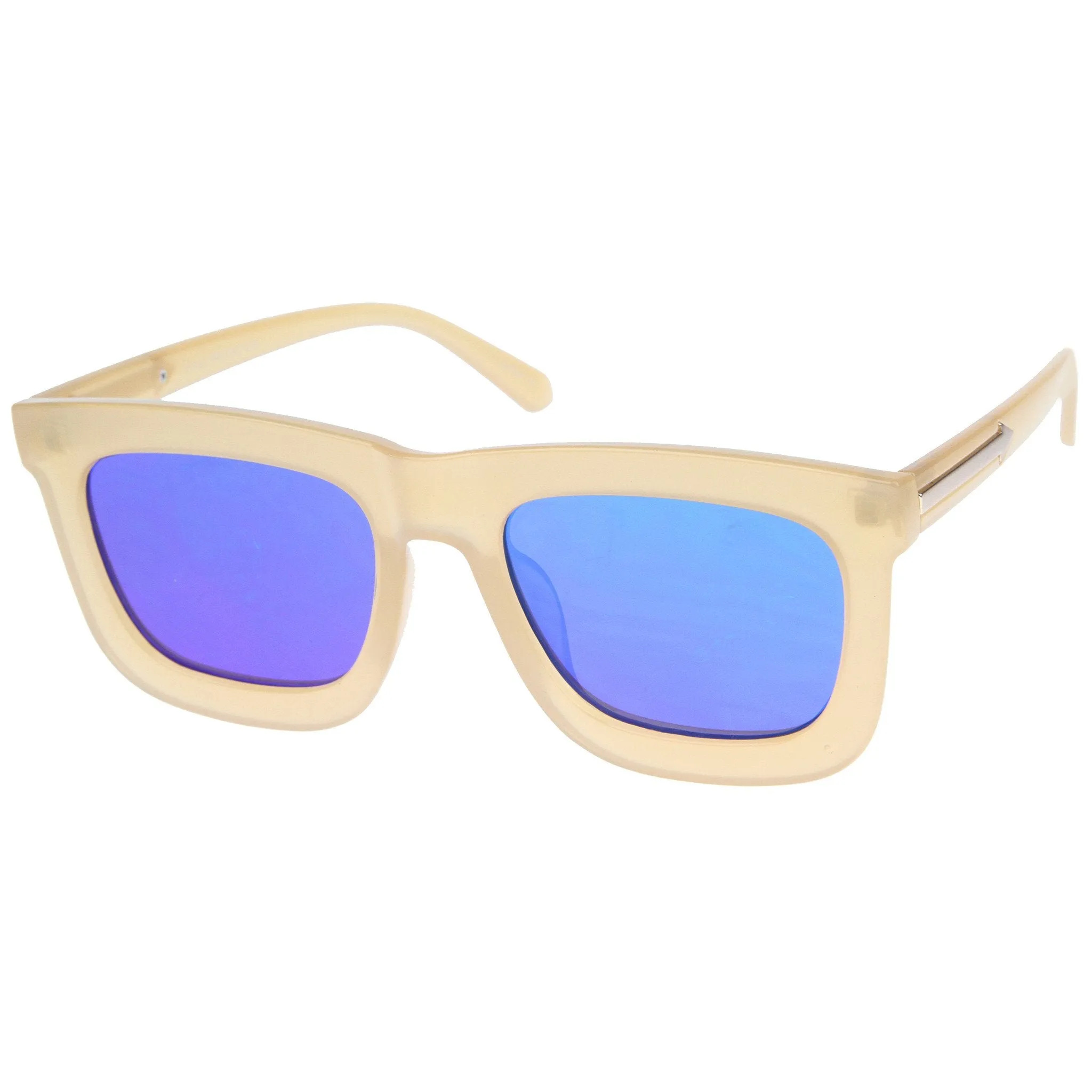 Hipster Flat Front Square Horned Rim Mirror Lens Sunglasses A143