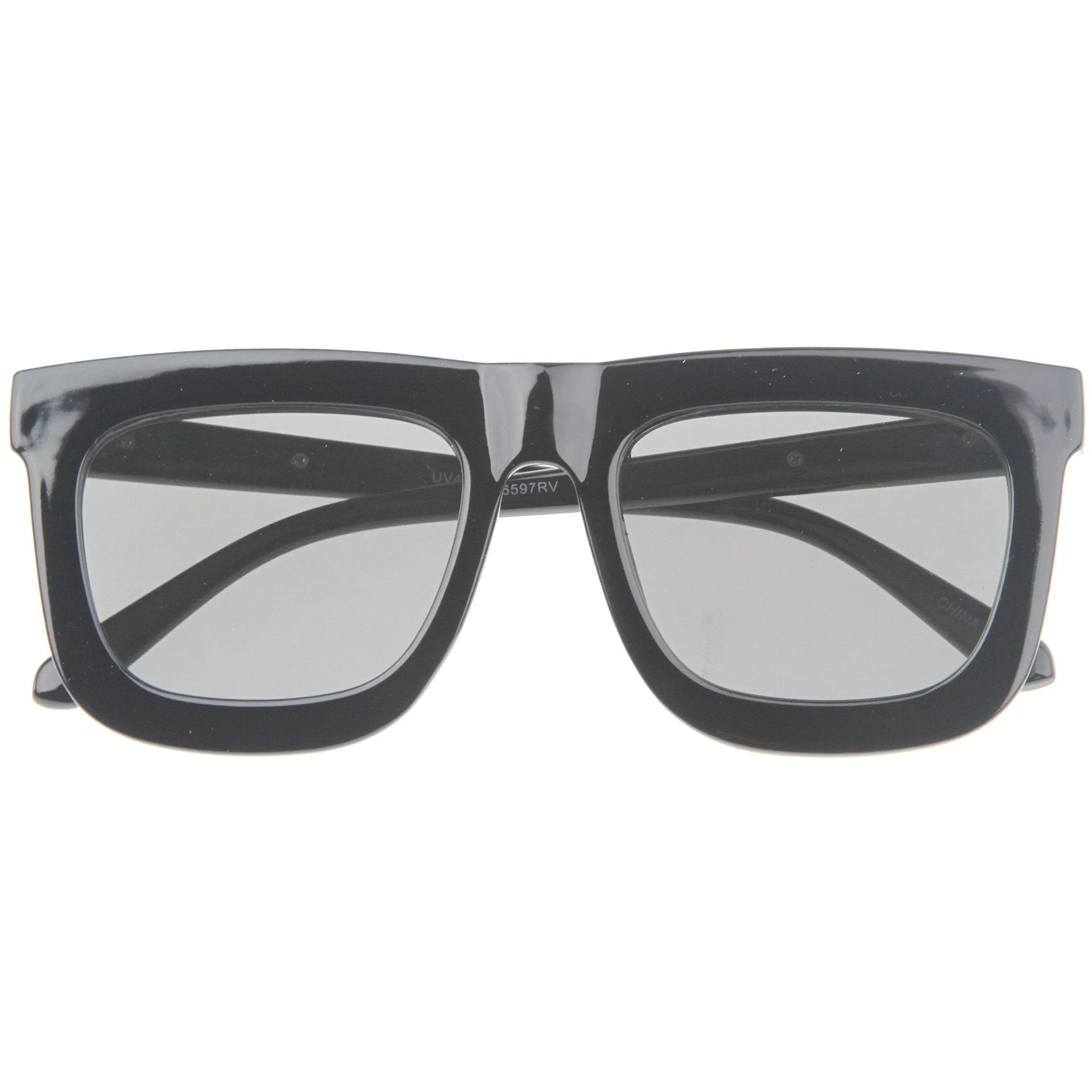 Hipster Flat Front Square Horned Rim Mirror Lens Sunglasses A143