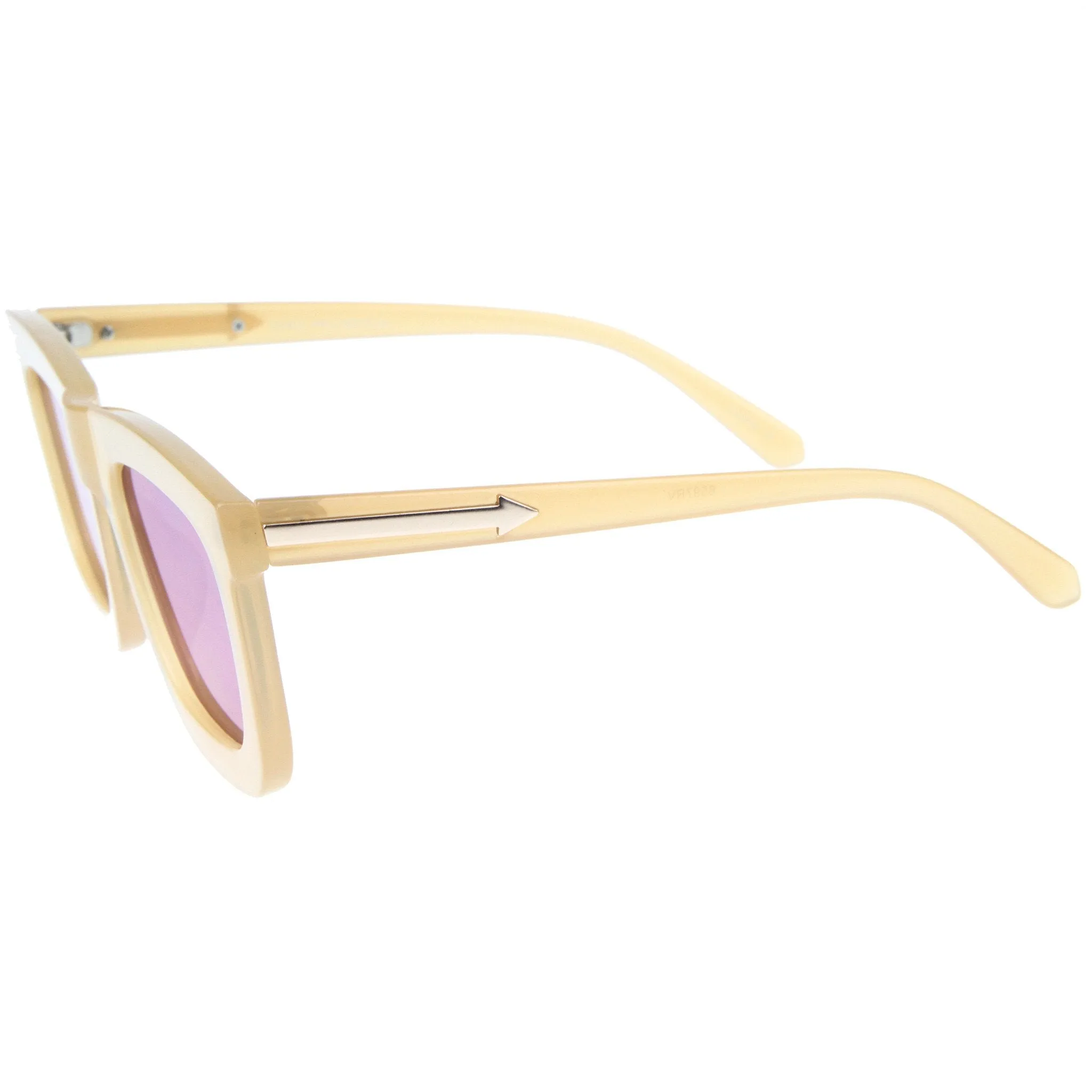 Hipster Flat Front Square Horned Rim Mirror Lens Sunglasses A143