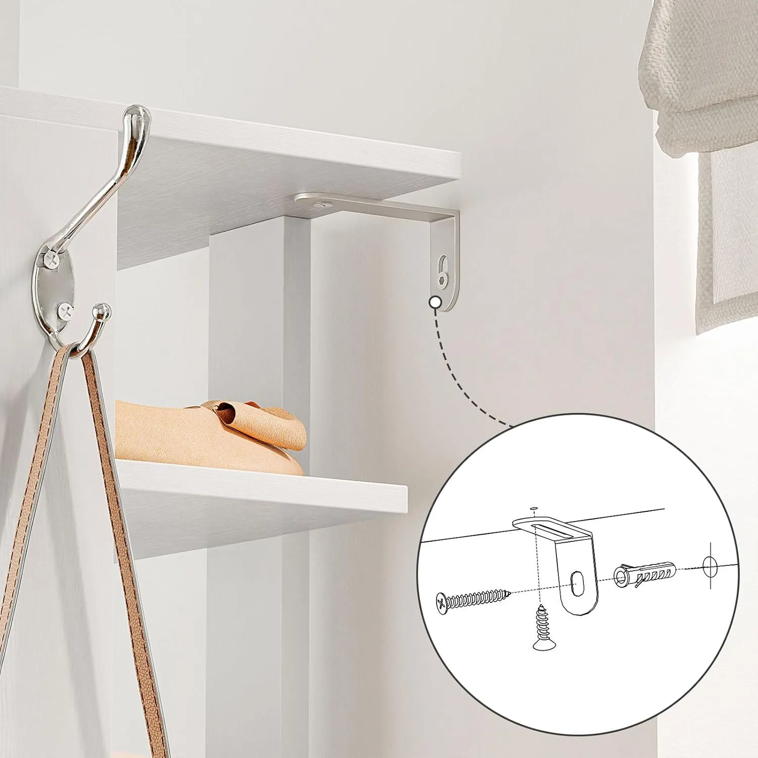 HOOBRO Vertical Shoe Rack, 8 Tier Wooden Shoe Storage Organizer with Hooks, Narrow Shoe Tower for 16 Pairs, Space Saving, for Entryway, Living Room, Bedroom, White WT750XJ01