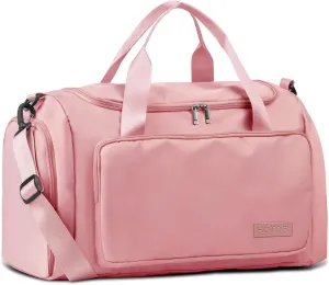 HOTOR Gym Bag for Men and Women - Travel Duffle Bag with Shoe Compartment and Waterproof Pocket, Carry on Luggage with Trolley Sleeve for Sports, Weekend Trips, Pink, 19.7" × 9.8" × 11.8"