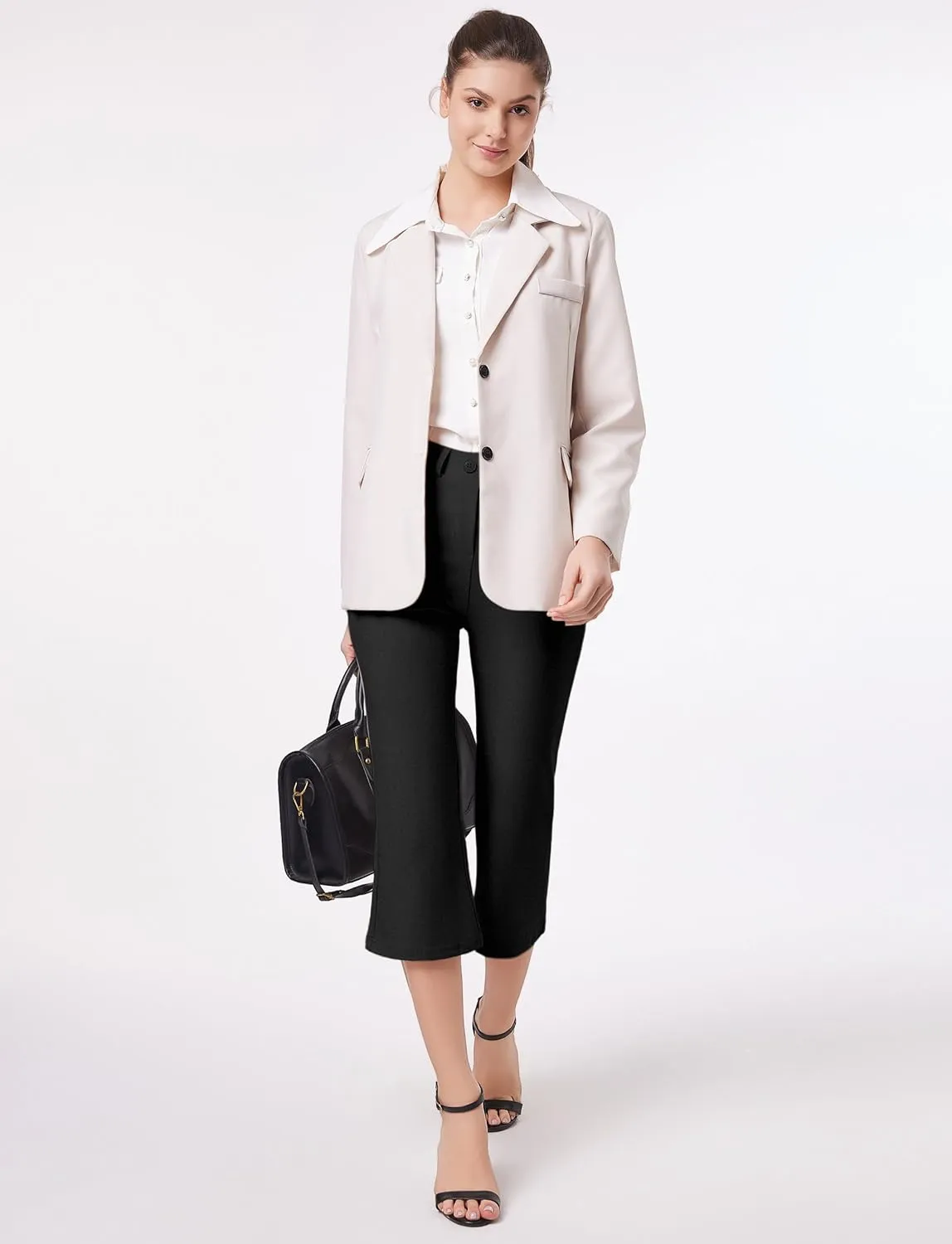 Houmous S-XXL 29''31''33''35'' Inseam Women's Bootcut Dress Pants with Pocket Stretch Work Lounge Pant Office Casual Pants