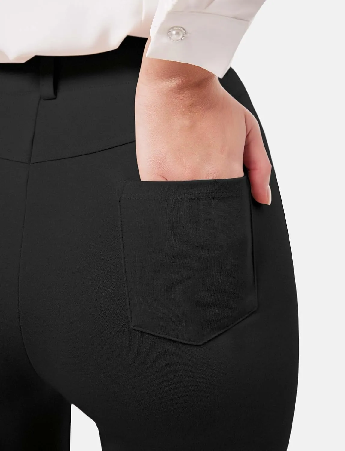 Houmous S-XXL 29''31''33''35'' Inseam Women's Bootcut Dress Pants with Pocket Stretch Work Lounge Pant Office Casual Pants