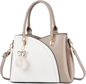 I IHAYNER Womens Leather Handbags Purses for Girls Top-handle Large Totes Satchel Shoulder Bag for Ladies with Pompom