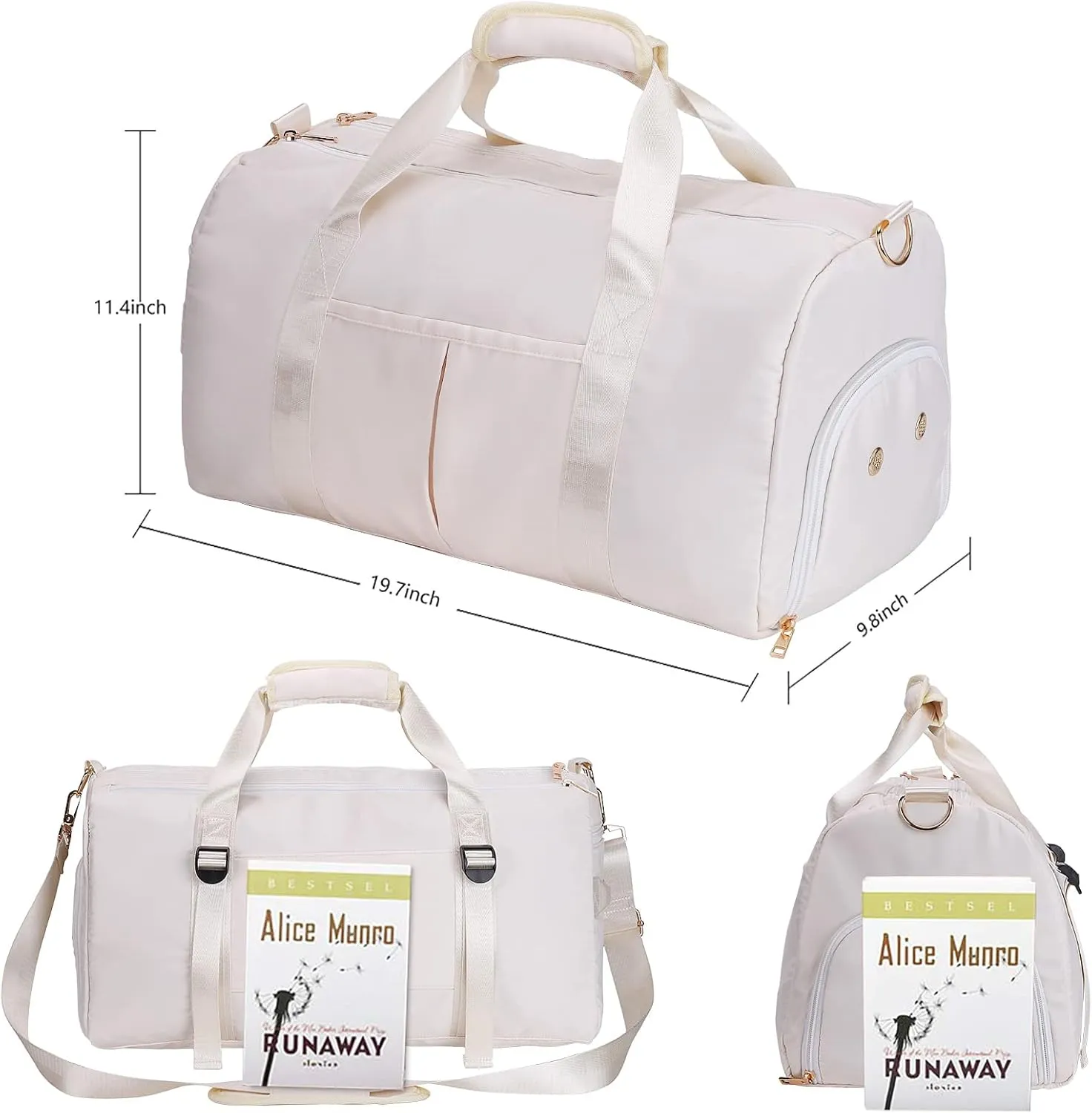 ICEIVY Gym Duffle Bag Dry Wet Separated Gym Bag Sport Duffle Bag Training Handbag Yoga bag with Extra Drawstring Backpack for man and women (White-Upgrade) Large
