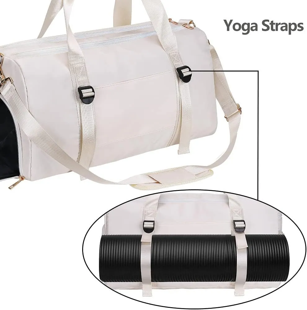 ICEIVY Gym Duffle Bag Dry Wet Separated Gym Bag Sport Duffle Bag Training Handbag Yoga bag with Extra Drawstring Backpack for man and women (White-Upgrade) Large