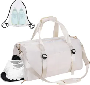 ICEIVY Gym Duffle Bag Dry Wet Separated Gym Bag Sport Duffle Bag Training Handbag Yoga bag with Extra Drawstring Backpack for man and women (White-Upgrade) Large