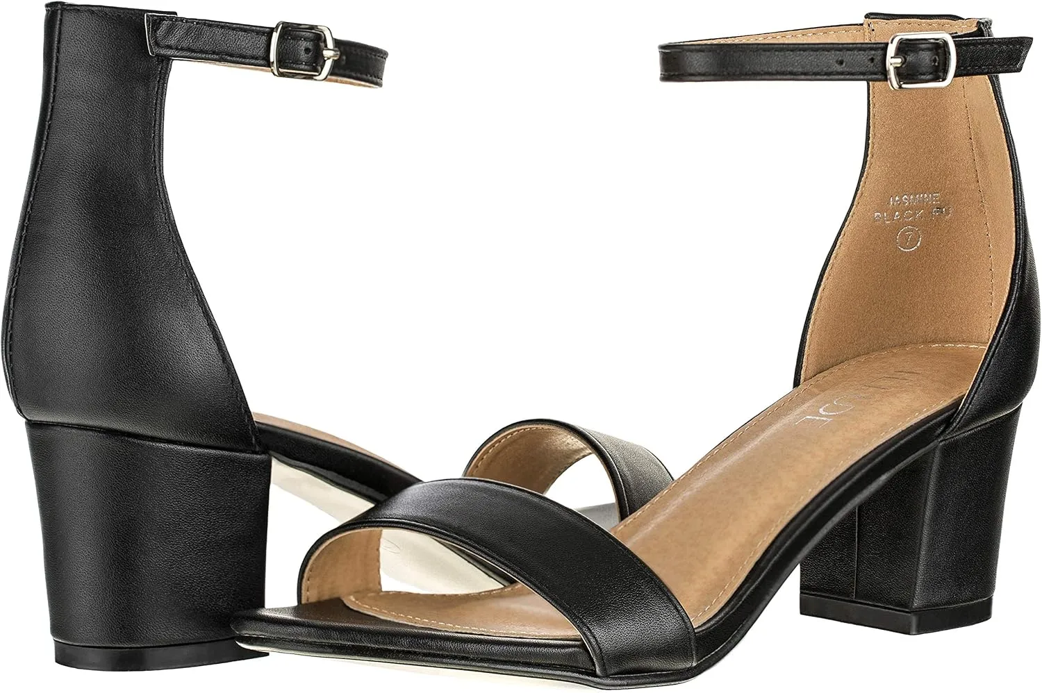 ILLUDE Women's Open Toe Ankle Strap Low Block Chunky Heels Sandals Party Dress Pumps Shoes