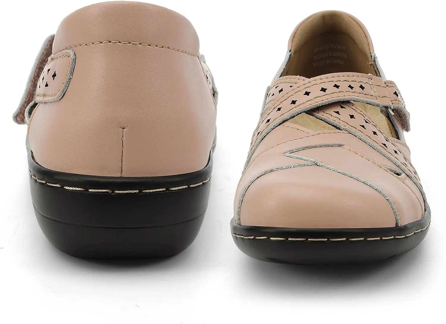 Irrefour Women's Classic Genuine Leather Casual Loafer Cute Slip-On Fashion Closed Toe Flat Sandal Comfy Work Sandal Everyday Walking Shoe