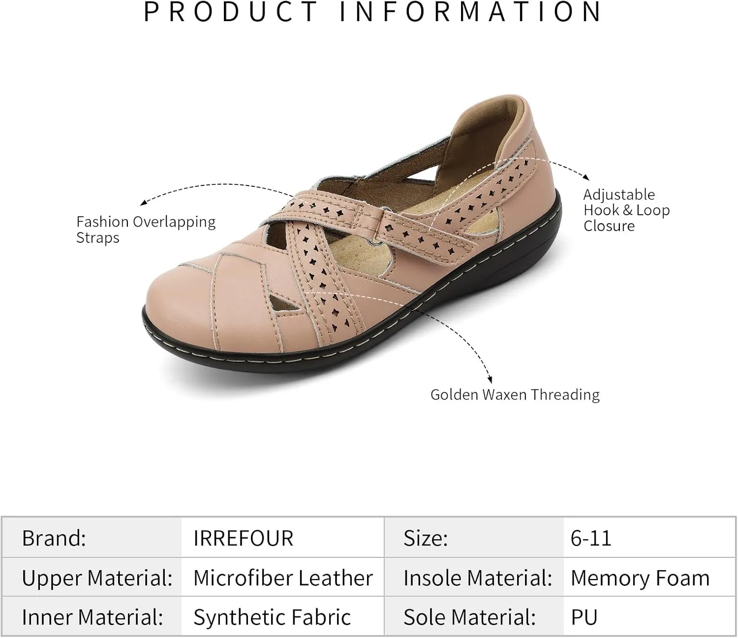 Irrefour Women's Classic Genuine Leather Casual Loafer Cute Slip-On Fashion Closed Toe Flat Sandal Comfy Work Sandal Everyday Walking Shoe