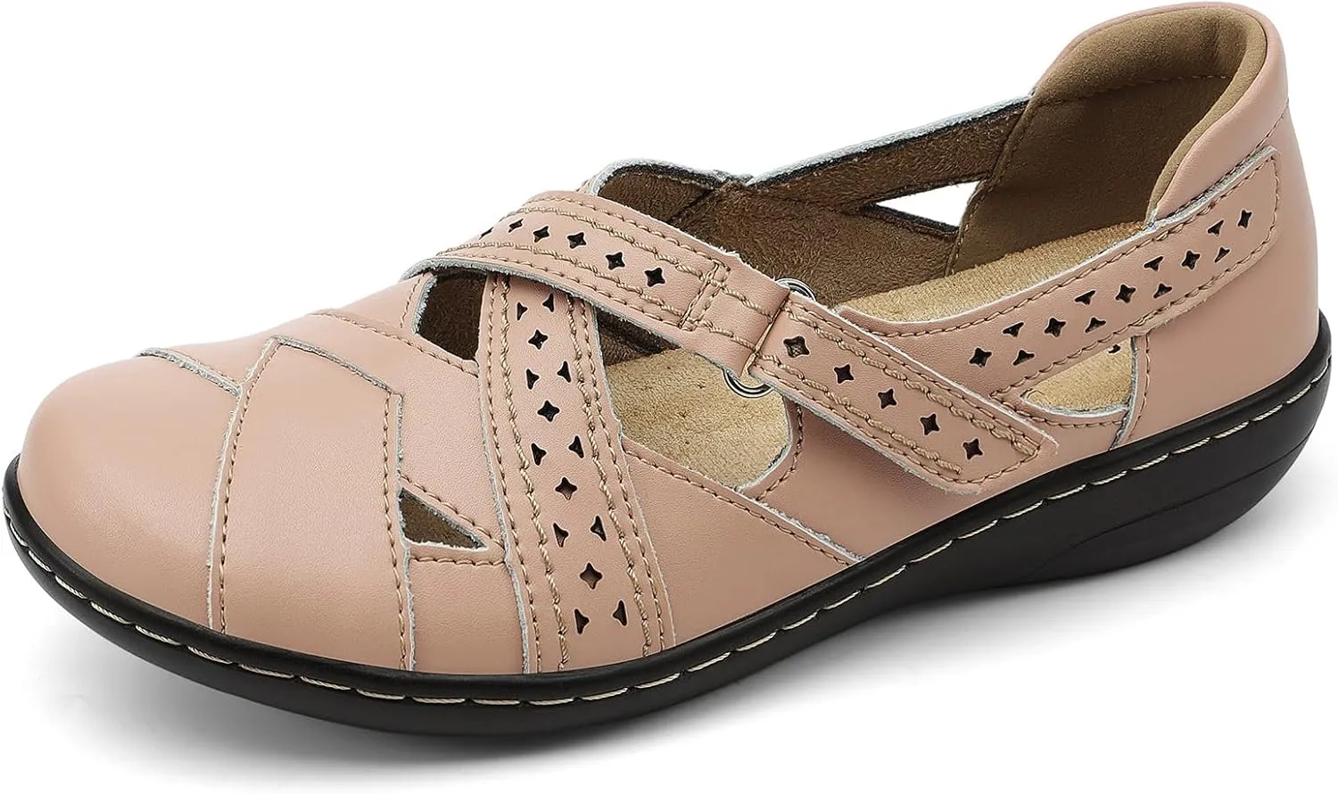 Irrefour Women's Classic Genuine Leather Casual Loafer Cute Slip-On Fashion Closed Toe Flat Sandal Comfy Work Sandal Everyday Walking Shoe