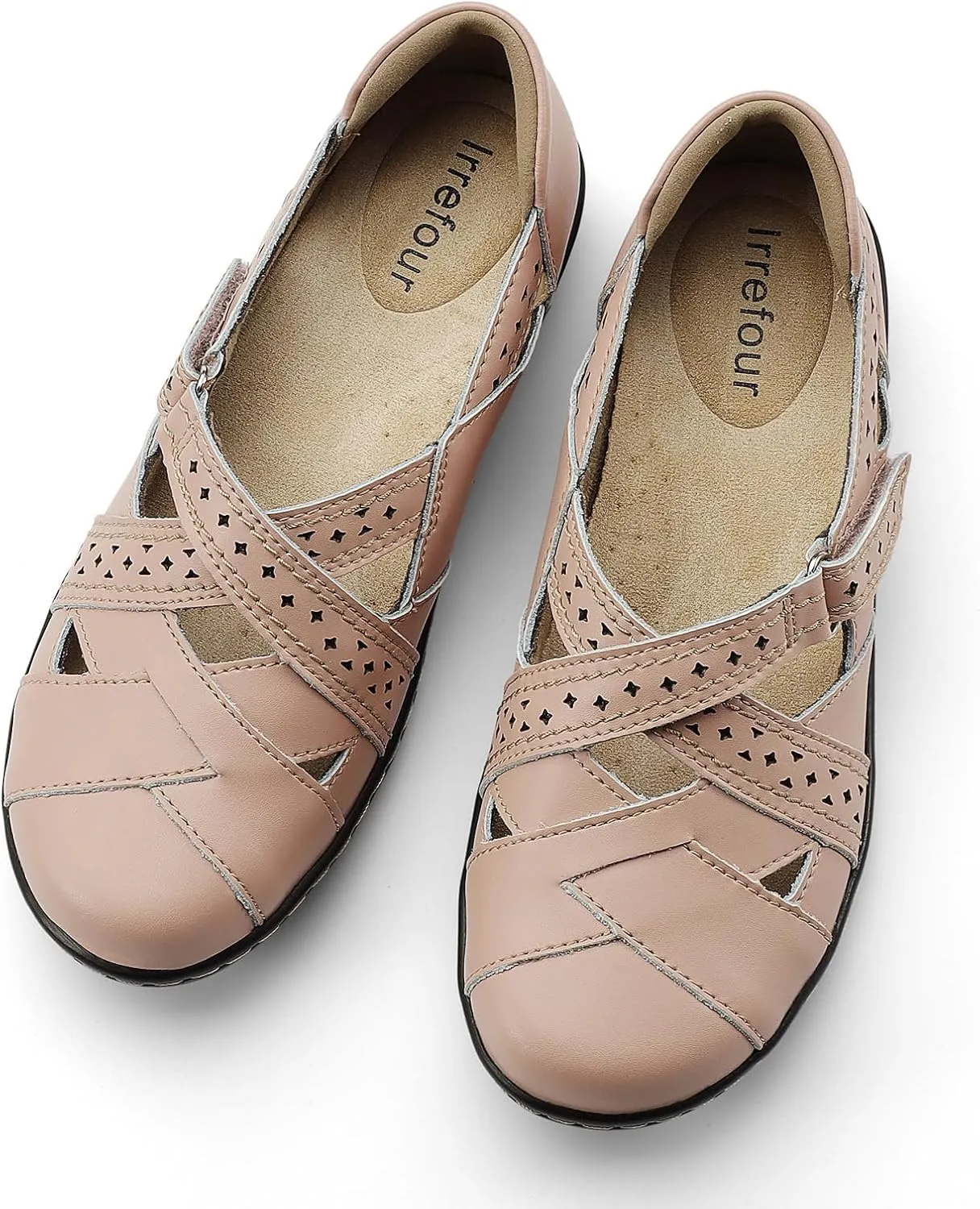 Irrefour Women's Classic Genuine Leather Casual Loafer Cute Slip-On Fashion Closed Toe Flat Sandal Comfy Work Sandal Everyday Walking Shoe