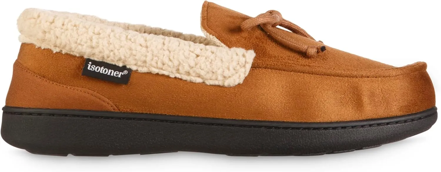 isotoner Men's Recycled Advanced Memory Foam Microsuede Vincent Eco Comfort Moccasin Slippers