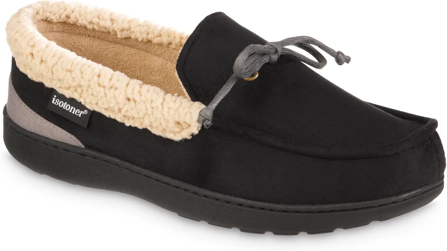 isotoner Men's Recycled Advanced Memory Foam Microsuede Vincent Eco Comfort Moccasin Slippers