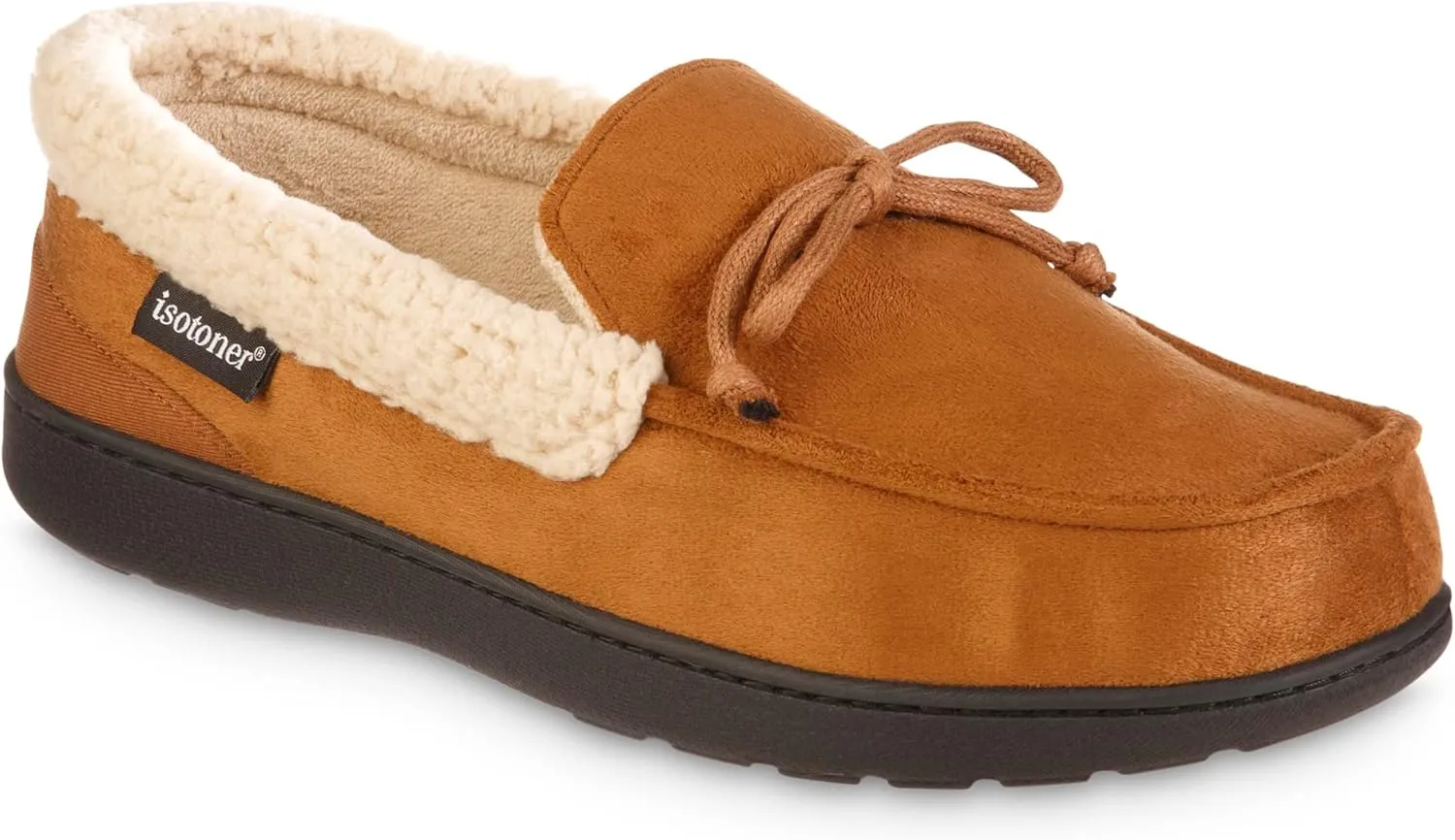 isotoner Men's Recycled Advanced Memory Foam Microsuede Vincent Eco Comfort Moccasin Slippers