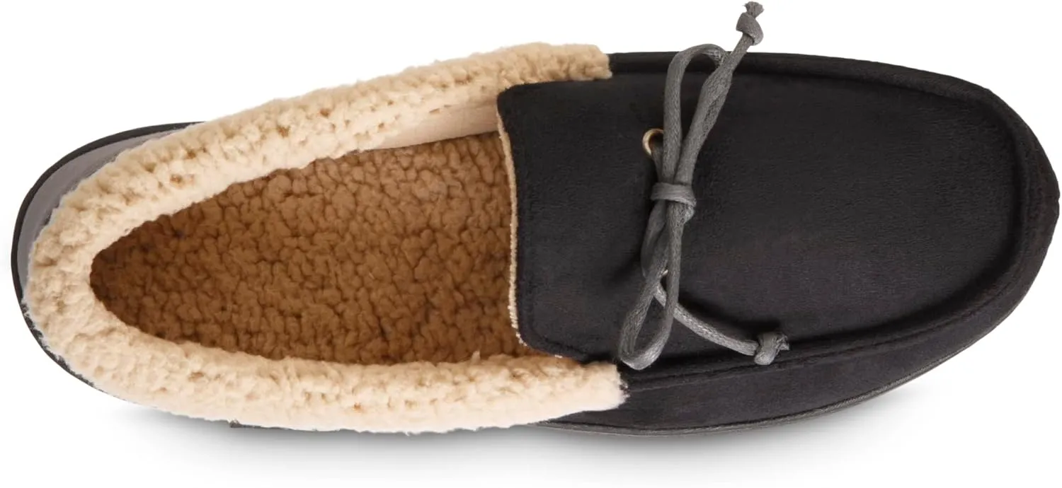 isotoner Men's Recycled Advanced Memory Foam Microsuede Vincent Eco Comfort Moccasin Slippers