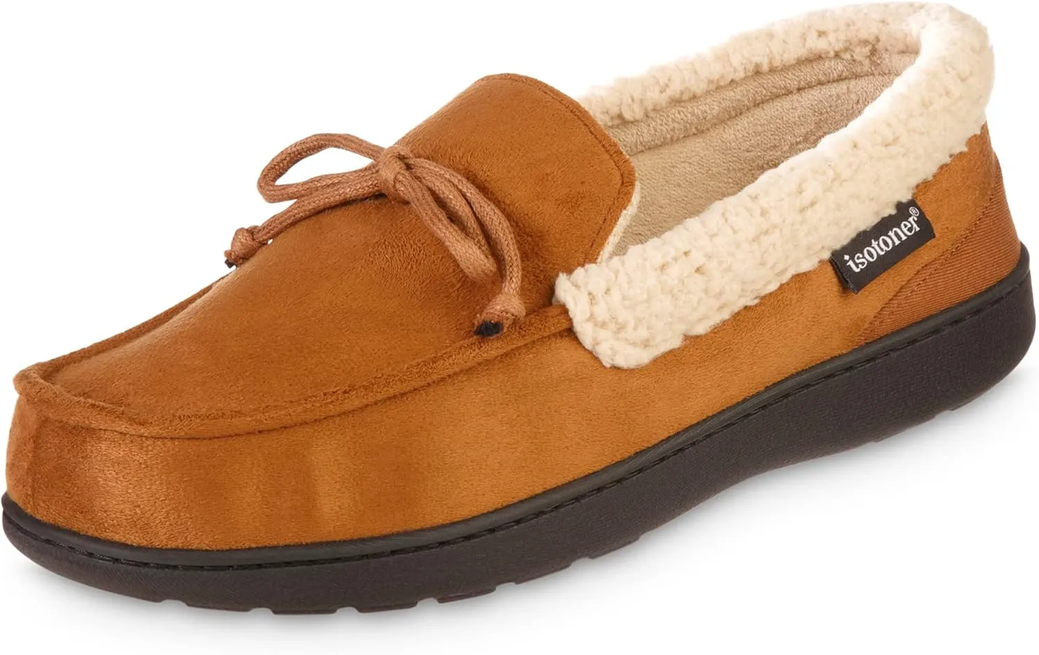 isotoner Men's Recycled Advanced Memory Foam Microsuede Vincent Eco Comfort Moccasin Slippers