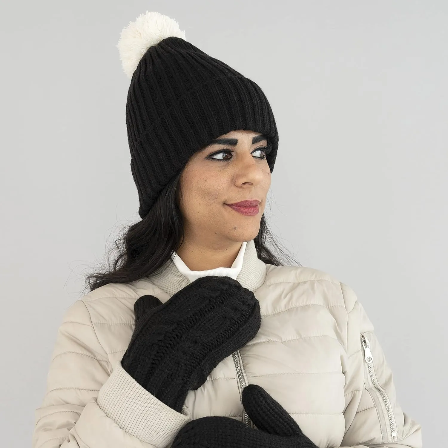 isotoner Women's Standard Water Repellent Cold Weather Soft Cozy Knit Hat with Yarn Pom