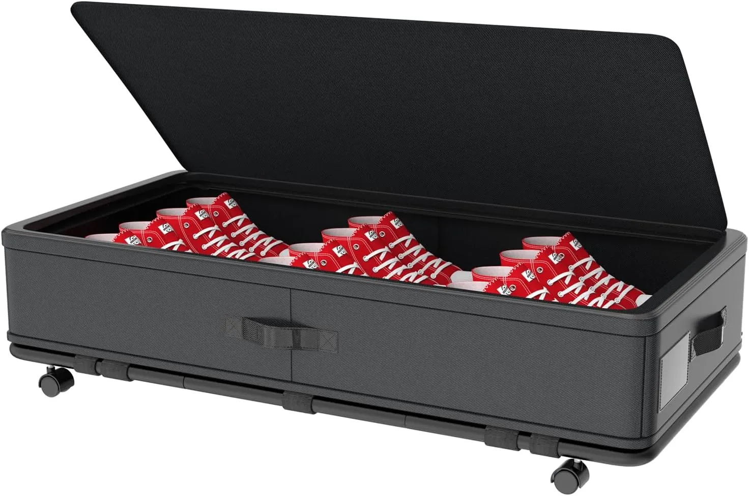 IUI Under Bed Storage with Wheels and Lid,50Quart Large Capacity Rolling Under Bed Storage,Versatile Underbed Shoe Storage Containers for Clothes,Shoes,Books,Blankets,Toys,Black 1Pack