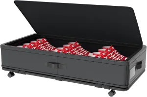 IUI Under Bed Storage with Wheels and Lid,50Quart Large Capacity Rolling Under Bed Storage,Versatile Underbed Shoe Storage Containers for Clothes,Shoes,Books,Blankets,Toys,Black 1Pack