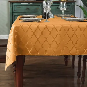 Jacquard Fall Tablecloth Rectangle Flower Pattern Polyester Table Cloth Spill Proof Wrinkle Resistant Table Cover for Christmas, Harvest & Holiday Decor (Rectangle, 60" x 84" (6-8 Seats),Amber)