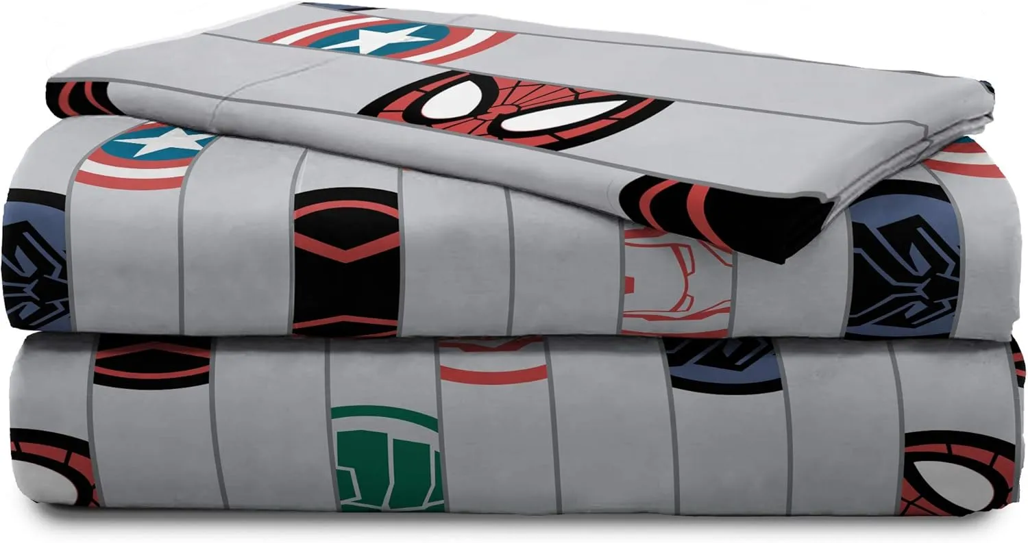 Jay Franco Marvel Avengers Emblems Twin Sheet Set - 3 Piece Set Super Soft and Cozy Kid’s Bedding- Fade Resistant Microfiber Sheets (Official Marvel Product)