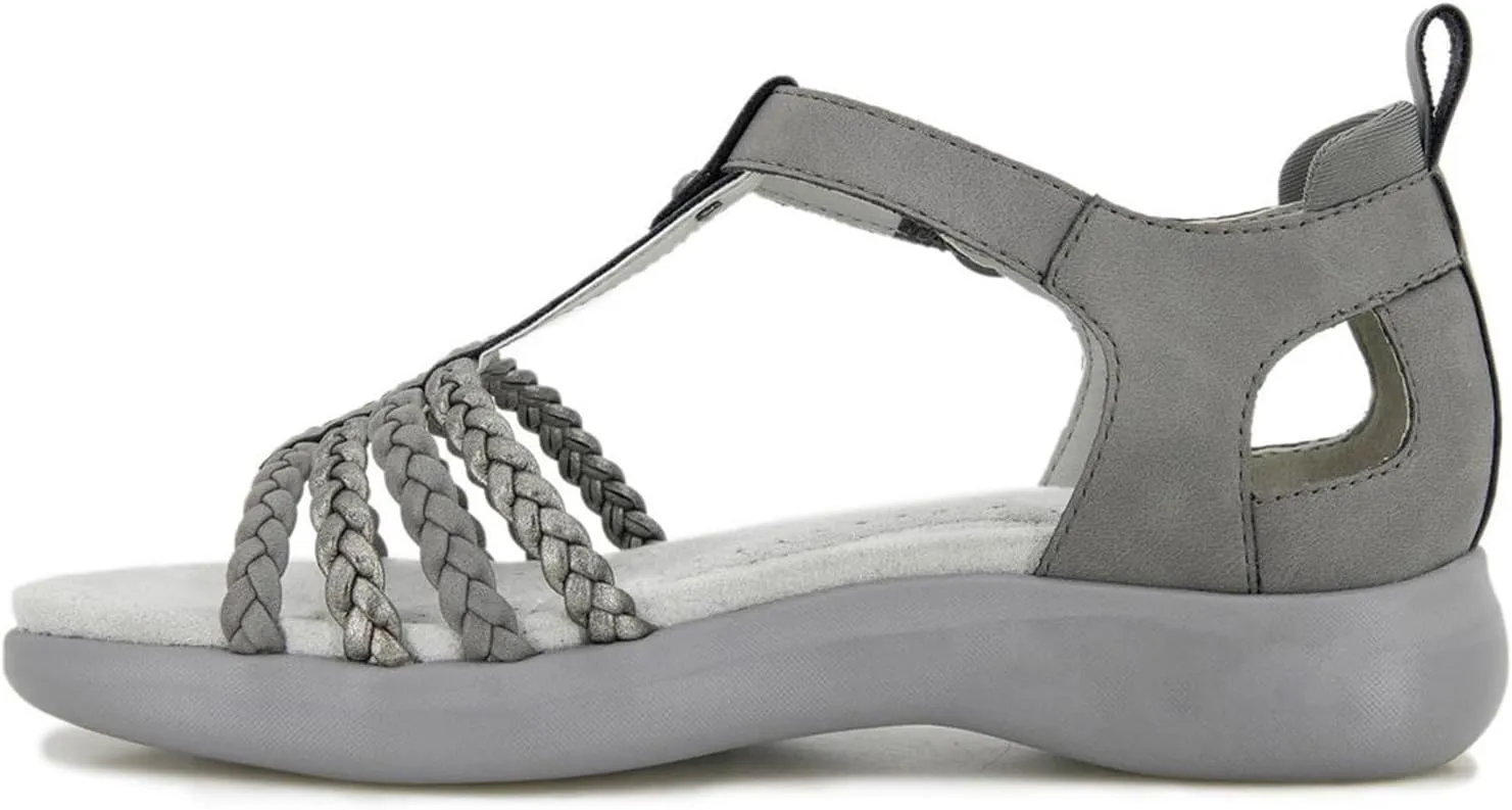 JBU Prague Women's Comfort Casual Adjustable Ankle Strap Flat Open Toe Classic Fashion Sandals