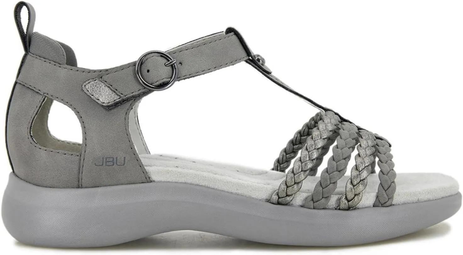 JBU Prague Women's Comfort Casual Adjustable Ankle Strap Flat Open Toe Classic Fashion Sandals