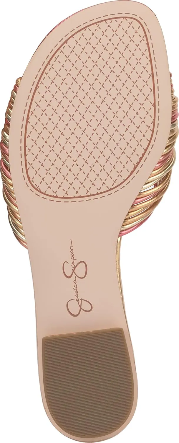Jessica Simpson Womens Dydra Denim Slip-On Slide Sandals
