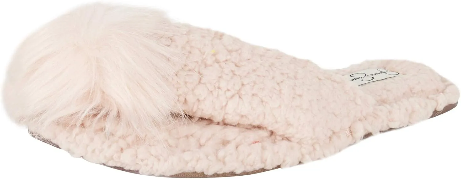 Jessica Simpson Women's Plush Marshmallow Slide-On Sandal House Slippers with Memory Foam