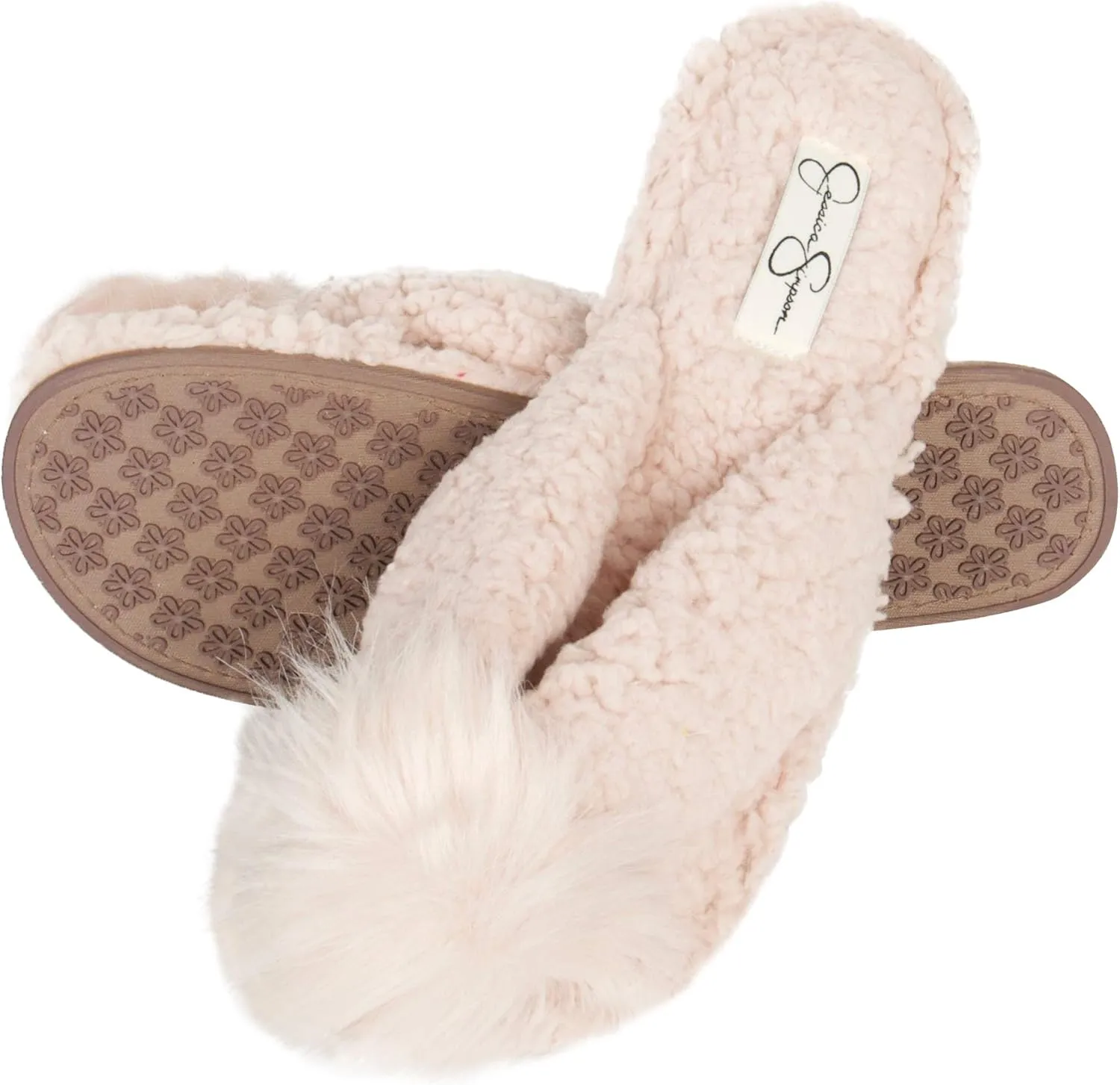 Jessica Simpson Women's Plush Marshmallow Slide-On Sandal House Slippers with Memory Foam