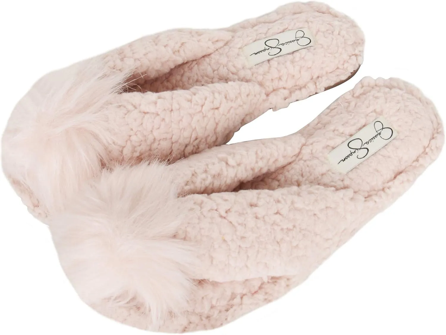 Jessica Simpson Women's Plush Marshmallow Slide-On Sandal House Slippers with Memory Foam