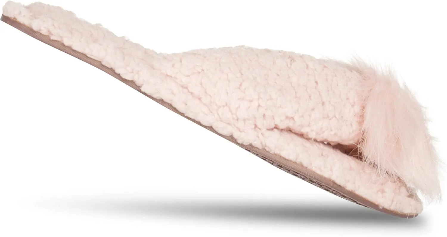 Jessica Simpson Women's Plush Marshmallow Slide-On Sandal House Slippers with Memory Foam