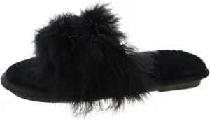 JOEupin Women's Furry Faux Fur Slippers Cozy Memory Foam House Slippers Soft Comfy Flat Slide Sandals Indoor