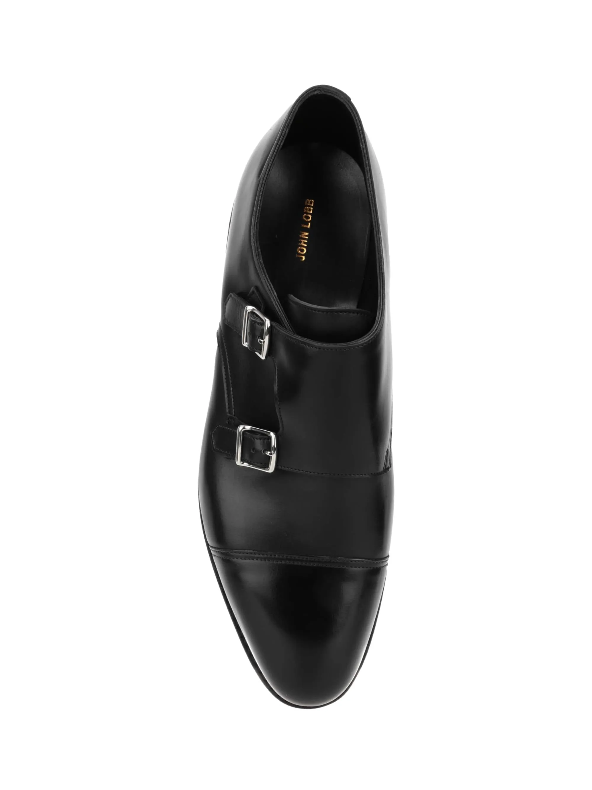 John Lobb William Black Leather Double Buckle Monks