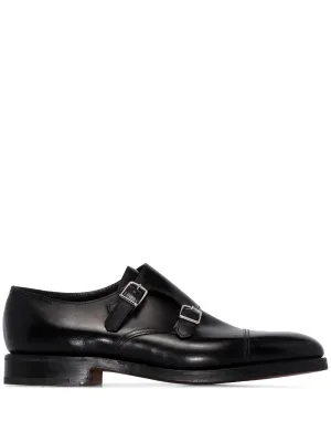 John Lobb William Black Leather Double Buckle Monks