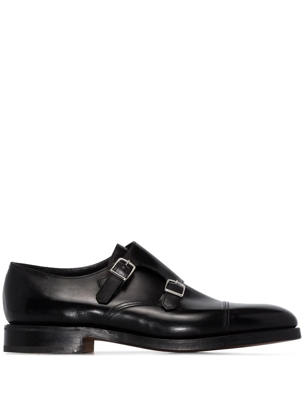John Lobb William Black Leather Double Buckle Monks