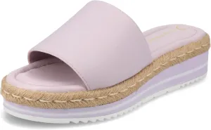 Journee Womens Braided Espadrille Wedge Heel Open Round Toe Slip On Neoprene Rosey Platform Slide Sandal Lilac, 11 Wide