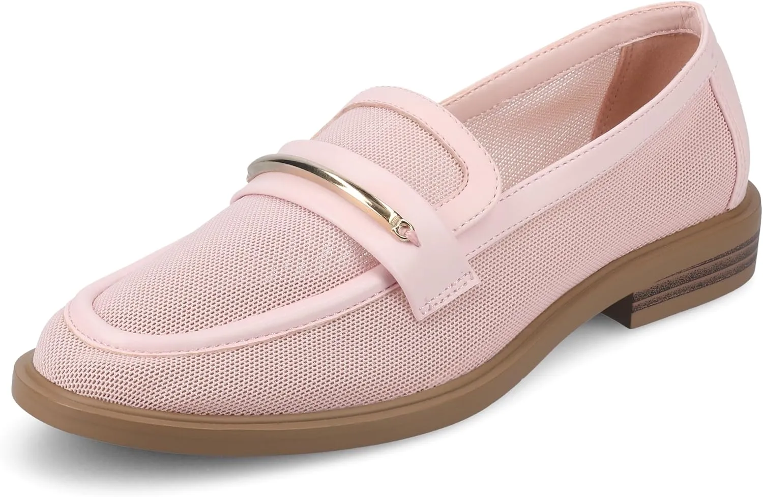 Journee Womens Dress Flat Loafer Cushioned Footbed Rainey Mesh Fabric Slip on I inch Heel Mesh/Pink 9 Medium Womens US