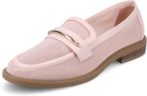 Journee Womens Dress Flat Loafer Cushioned Footbed Rainey Mesh Fabric Slip on I inch Heel Mesh/Pink 9 Medium Womens US