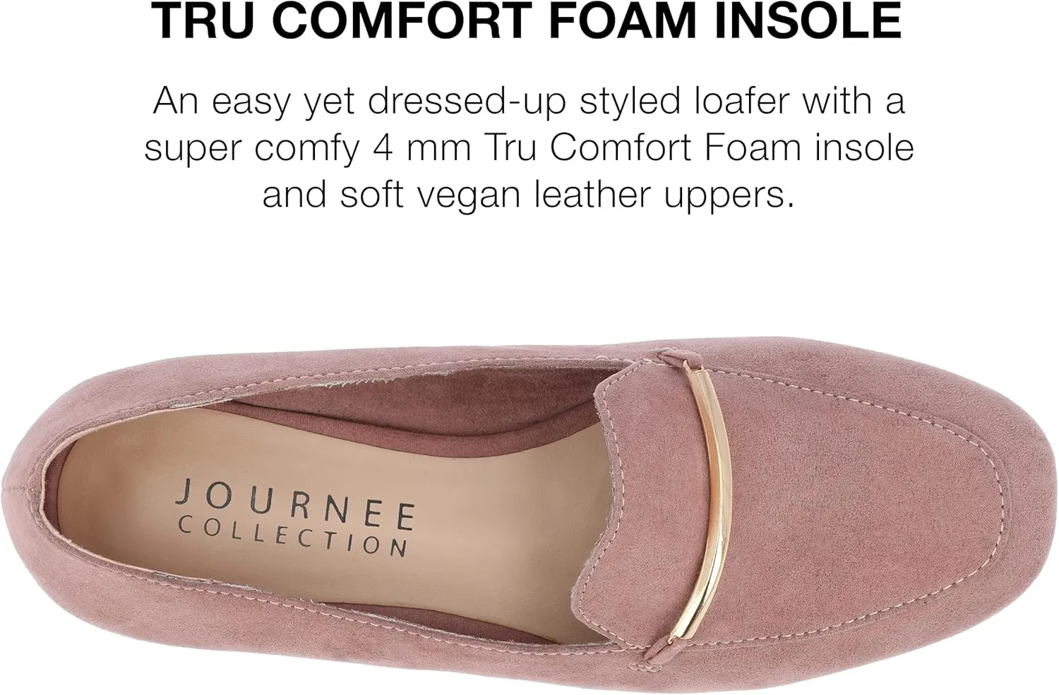 Journee Womens Loafer Flat Notched Topline Square Toe Slip-On Block Heel - Wrenn Casual Dress Shoe