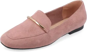 Journee Womens Loafer Flat Notched Topline Square Toe Slip-On Block Heel - Wrenn Casual Dress Shoe