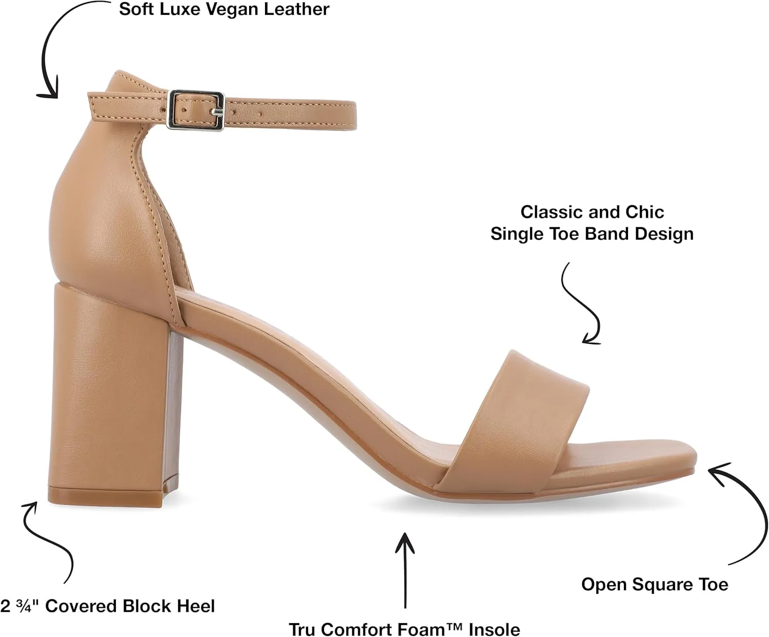 Journee Women's Valenncia SuperNatural Shades Tru Comfort Foam Open Square Toe Ankle Strap Sandals